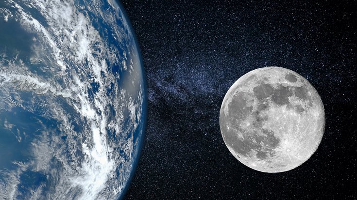 Größenvergleich von Erde und Mond | Bildquelle: Evgeny555/iStock Erde und Mond nebeneinander